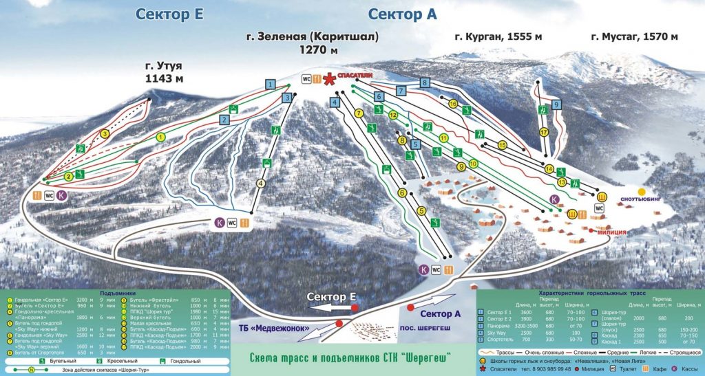Схема трасс Шерегеш