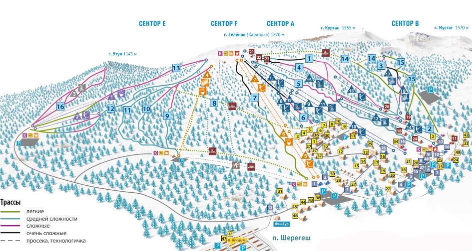 Карта трасс Шерегеша