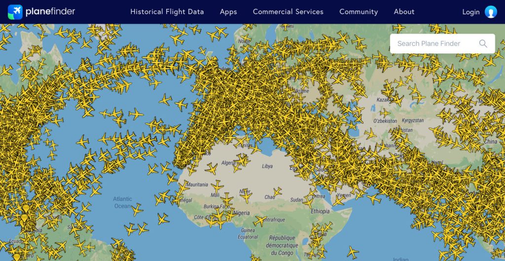 Plane Finder сайт самолеты летят